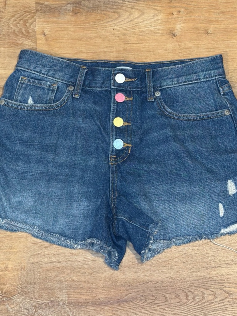 Old Navy Dark Blue Denim Shorts with Colorful Buttons